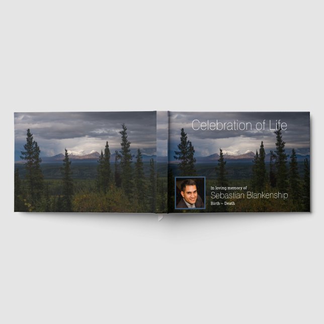 Illuminated Mountains Alaska Custom Photo   Guest Book (Full)