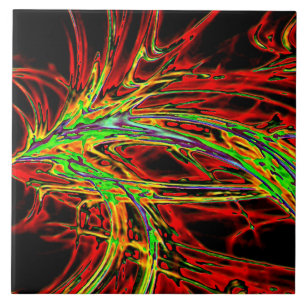 Illuminated Rainbow of Flames Tile