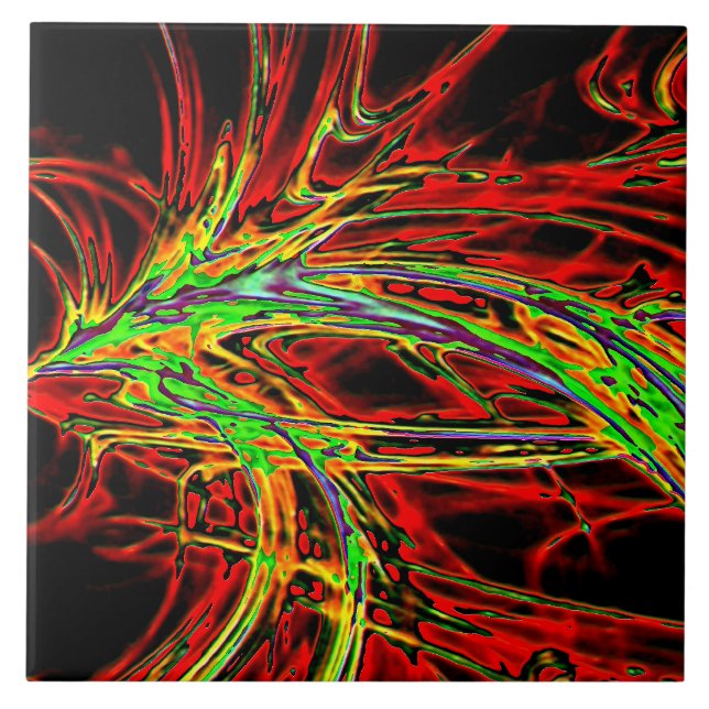 Illuminated Rainbow of Flames Tile (Front)