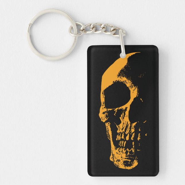 Illuminated Skull Orange Paint Creation Key Ring (Front)