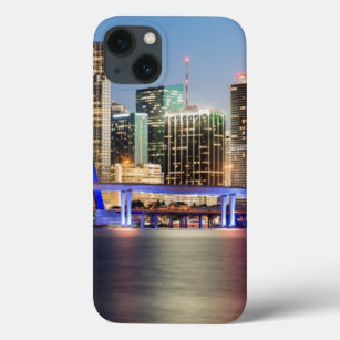 Illuminated skyline of downtown Miami at dusk iPhone 13 Case