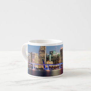 Illuminated skyline of downtown Miami at dusk Espresso Cup