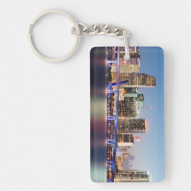 Illuminated skyline of downtown Miami at dusk Key Ring (Front)