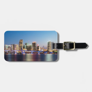Illuminated skyline of downtown Miami at dusk Luggage Tag