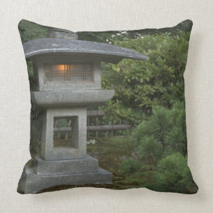 Illuminated stone lantern in Japanese Garden Cushion