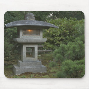Illuminated stone lantern in Japanese Garden Mouse Pad