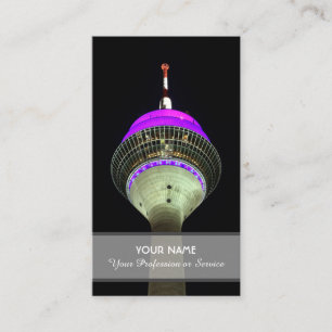 Illuminated tower in the night business card