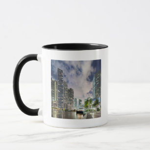 Illuminated towers at the Miami River waterfront Mug