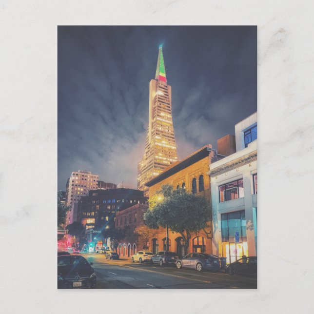 Illuminated TransAmerica San Francisco Postcard (Front)