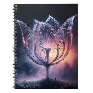Illuminated Tulip With Raindrops Notebook