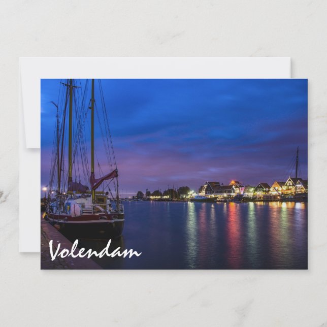 Illuminated Volendam harbor at night (Front)