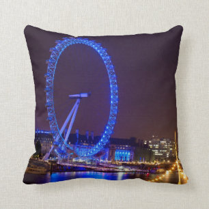 Illuminated wheel London Eye at night Cushion