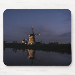Illuminated windmill at Blue Hour mousepad