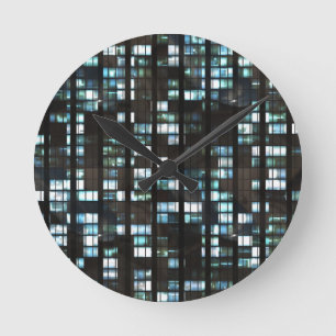 Illuminated windows pattern round clock