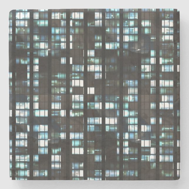 Illuminated windows pattern stone coaster (Front)