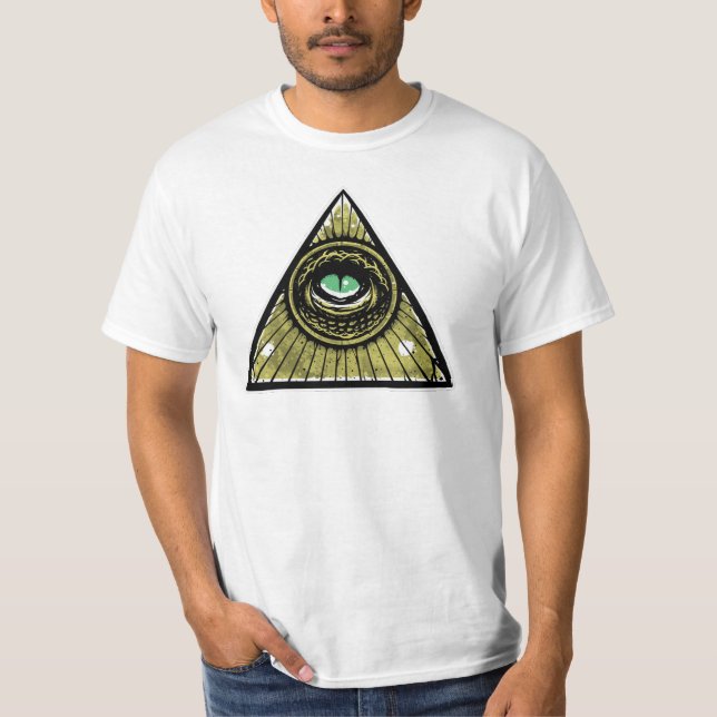 Illuminati Hipster Reptilian Eye Pyramid T-Shirt (Front)