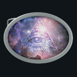 Illuminati nebula oval belt buckle<br><div class="desc">Hello and welcome,  this  design was realised by myself. 
This design shows an eye of providence in a space scenery,  in the middle of a nebula.

#illuminati #funnygift #nebula #space #eyesofprovidence #uniquegift #universe, </div>