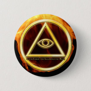 Illuminati on Fire 6 Cm Round Badge