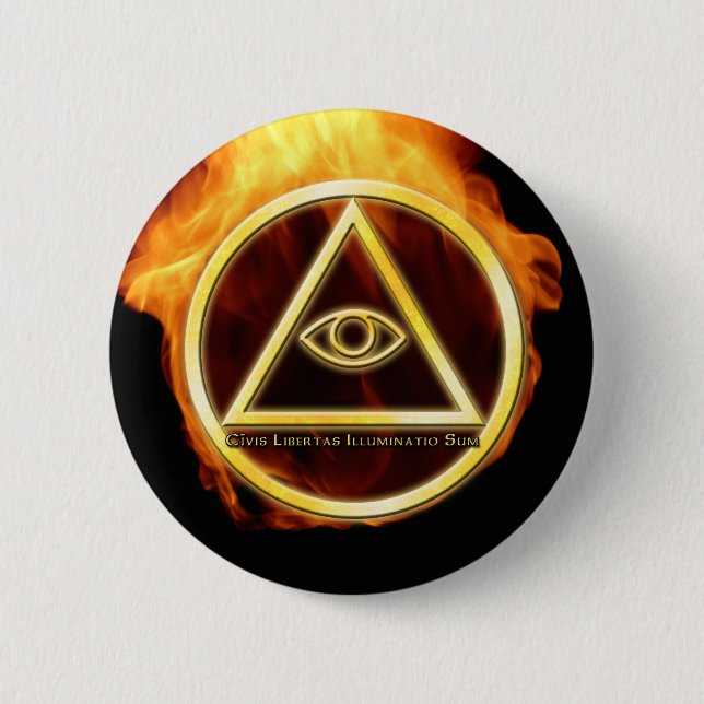 Illuminati on Fire 6 Cm Round Badge (Front)
