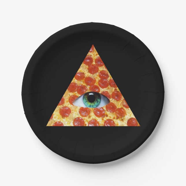 Illuminati Pizza Paper Plate (Front)