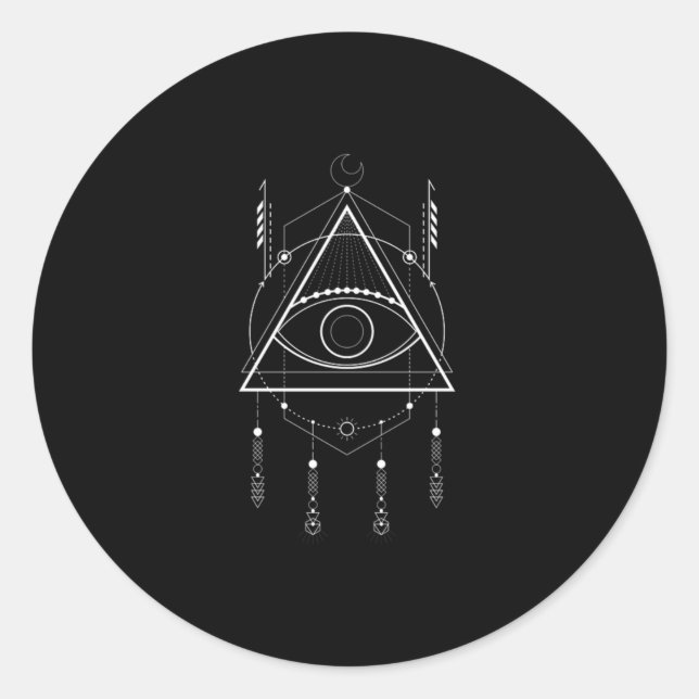 Illuminati Symbol Masonic Conspiracy Dream Catcher Classic Round Sticker (Front)
