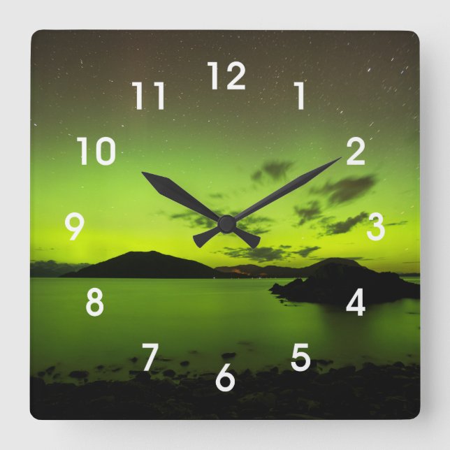 Illuminating Aurora Square Wall Clock (Front)