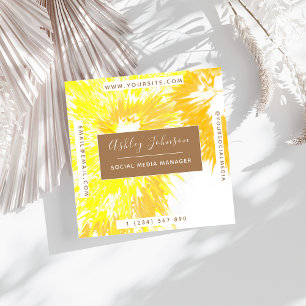 Illuminating Modern Tie Dye Colourful Vibrant Square Business Card