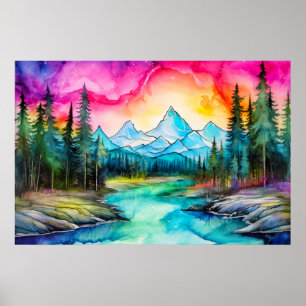 Illuminating Night Sky After Dark Poster