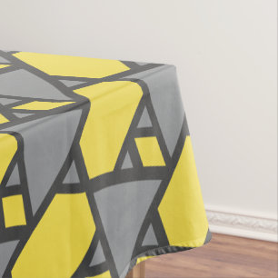 Illuminating Yellow Gray Geometric Monogram Tablecloth