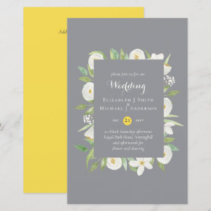 Illuminating Yellow Grey Budget Wedding Invite A9