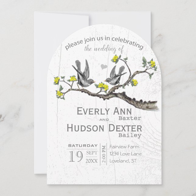 Illuminating Yellow & Ultimate Grey Boho Wedding Invitation (Front)
