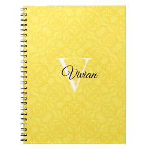 Illuminating Yellow Watercolor Monogram Name  Notebook