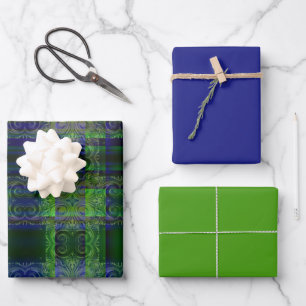 Illumination  Blue/Green Design -Set 2 Wrapping Paper Sheet