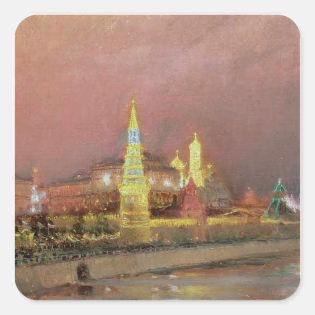 Illumination in the Kremlin, 1896 Square Sticker (Front)