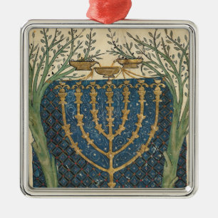 Illumination of a menorah, from metal tree decoration