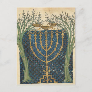 Illumination of a menorah, from postcard