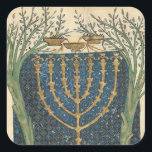 Illumination of a menorah, from square sticker<br><div class="desc">Illumination of a menorah,  from the Jewish Cervera Bible,  1299 | by Joseph Asarfati | Art Location: Instituto da Biblioteca Nacional,  Lisbon,  Portugal | French Artist | Image Collection Number: XIR161985</div>