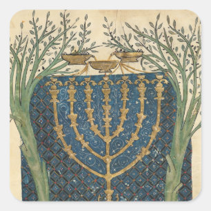 Illumination of a menorah, from square sticker