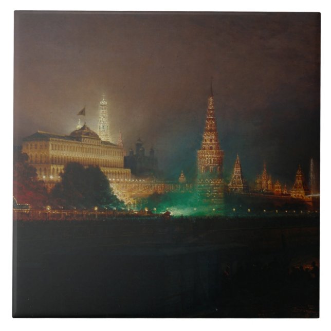 Illumination of the Kremlin, 1883 (oil on canvas) Ceramic Tile (Front)