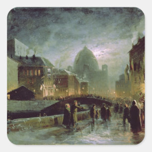 Illuminations in St. Petersburg, 1869 Square Sticker