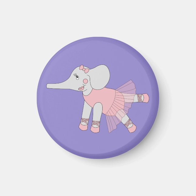 illusima Ballerina Elephant Light Purple Magnet (Front)