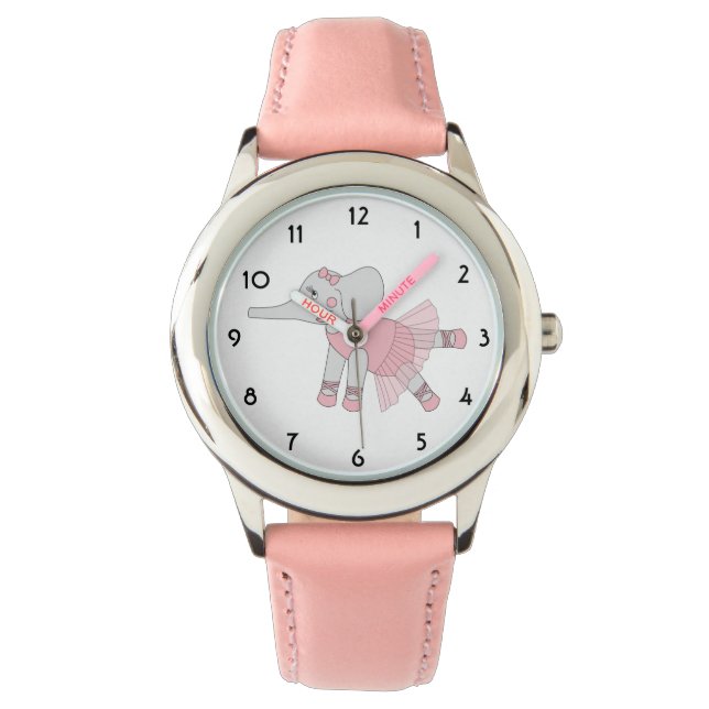 illusima Ballerina Elephant Pink Kids Watch (Front)