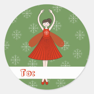 illusima Ballerina Fairy Christmas Snowflakes Classic Round Sticker