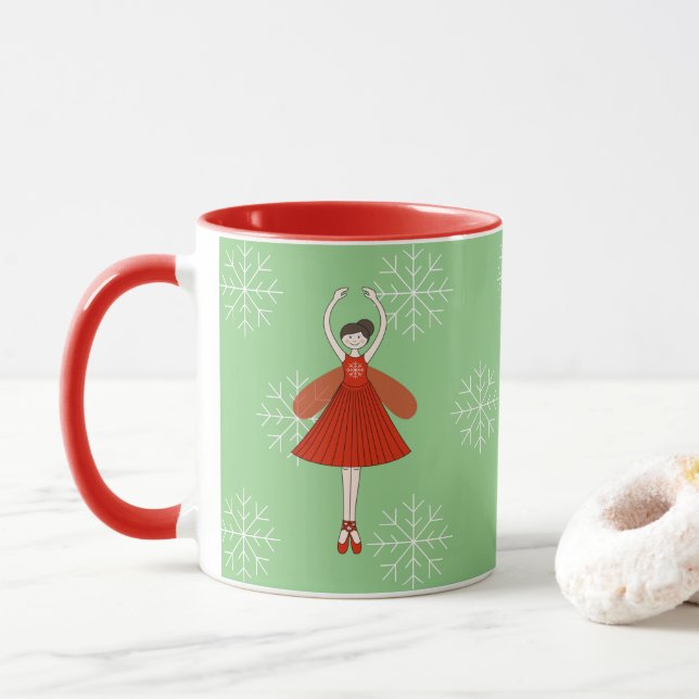illusima Ballerina Fairy Christmas Snowflakes Mug (With Donut)