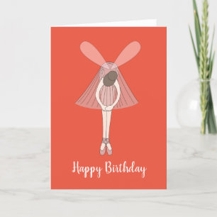 illusima Ballerina Fairy Dark Orange Birthday Card