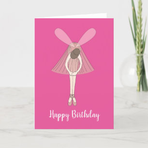 illusima Ballerina Fairy Pink Birthday Card