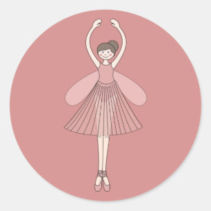 illusima Ballerina Fairy Pink Classic Round Sticker