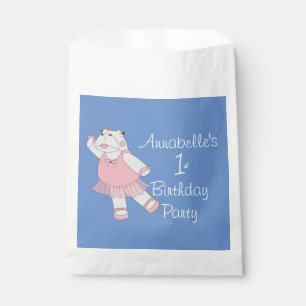 illusima Ballerina Hippo Blue 1st Birthday Favour Bag