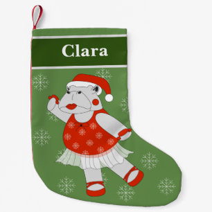 illusima Ballerina Hippo Christmas Snowflakes Small Christmas Stocking