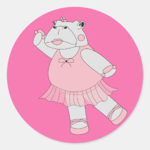 illusima Ballerina Hippo Classic Round Sticker